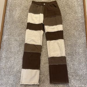 ⭐️ Straight Brown Patchwork Jeans